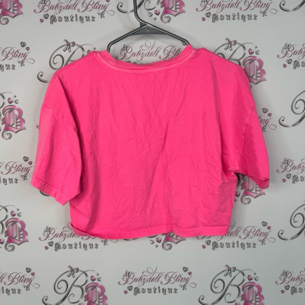 TNA crop tee tshirt neon bright Vibrant Pink Short Sleeve Tee - Picture 2 of 6